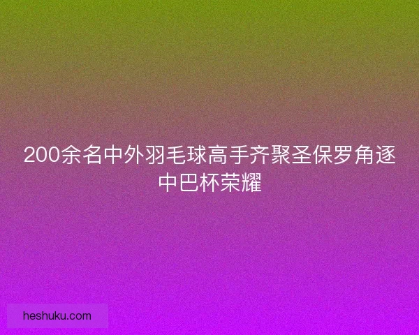 200余名中外羽毛球高手齐聚圣保罗角逐中巴杯荣耀