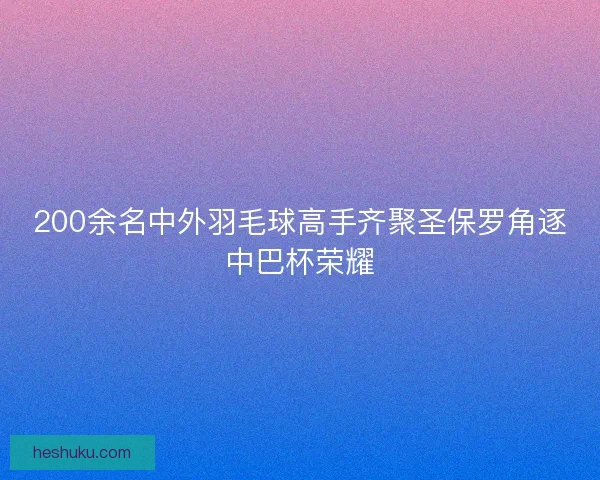 200余名中外羽毛球高手齐聚圣保罗角逐中巴杯荣耀