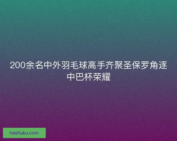 200余名中外羽毛球高手齐聚圣保罗角逐中巴杯荣耀